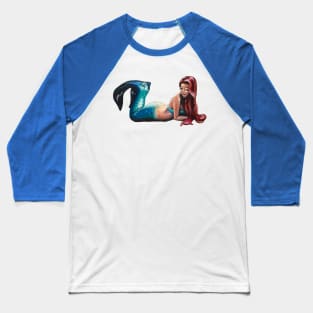 Sunbathing Mermaid Baseball T-Shirt